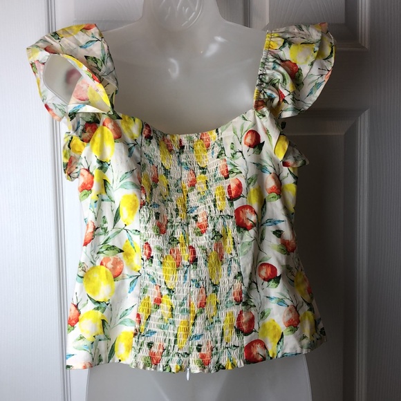 Aqua Adorable Floral Tank Top Smoked Back, Ruffled Sleeve - Picture 9 of 10